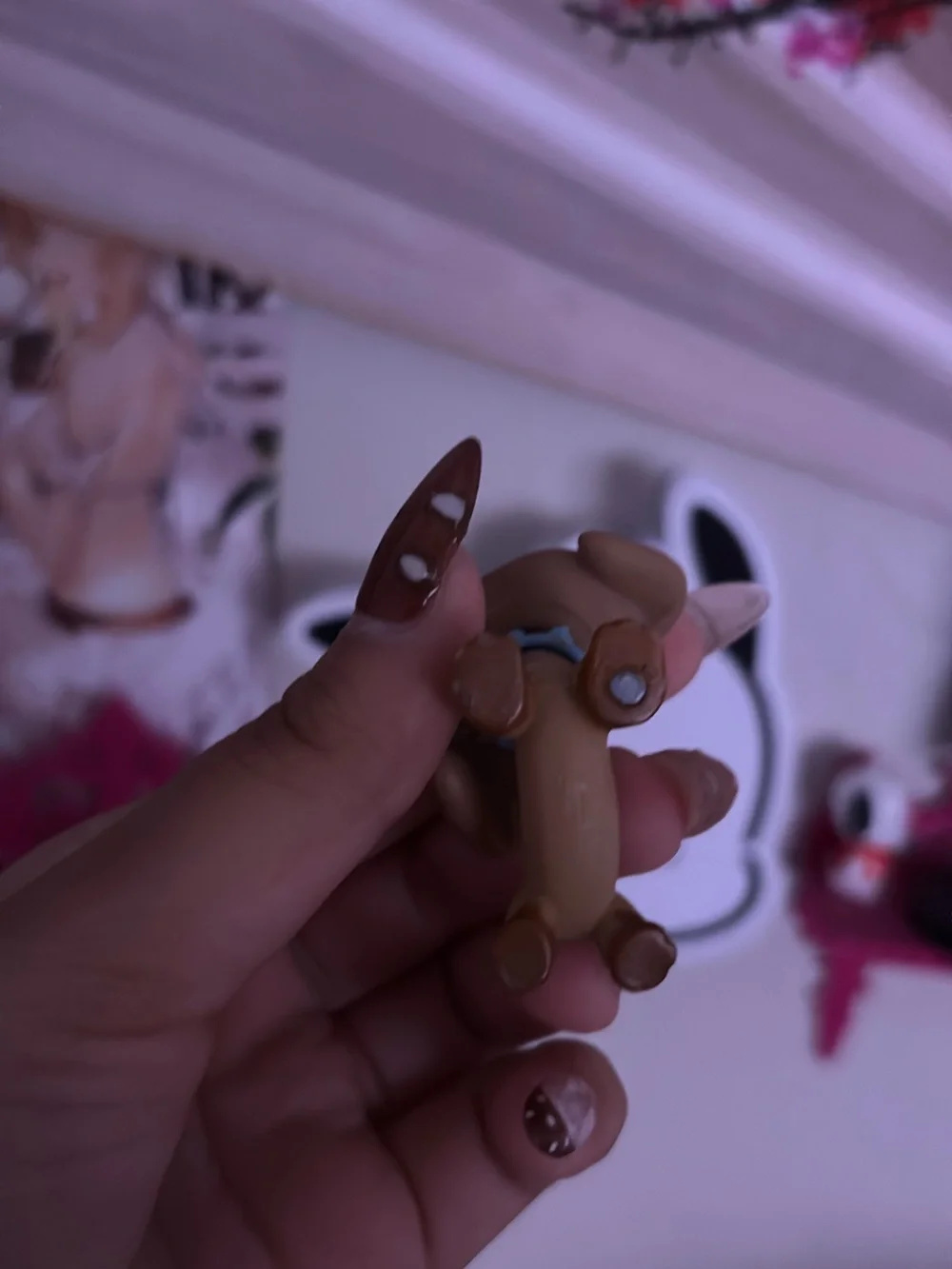 Littlest Pet Shop Brown Puppy with Blue Collar and Blue Flower